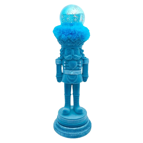 [HA0799] 20" HOLLYWOOD NUTCRACKER BATTERY OPERATED MUSICAL LIGHTED FLOCKED BLUE