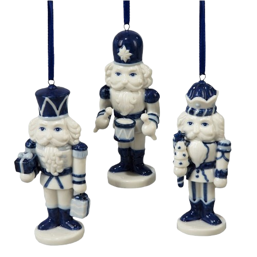 [J0853] PORCELAIN DELFT BLUE NUTCRACKER ORNAMENTS / INDIVIDUAL 