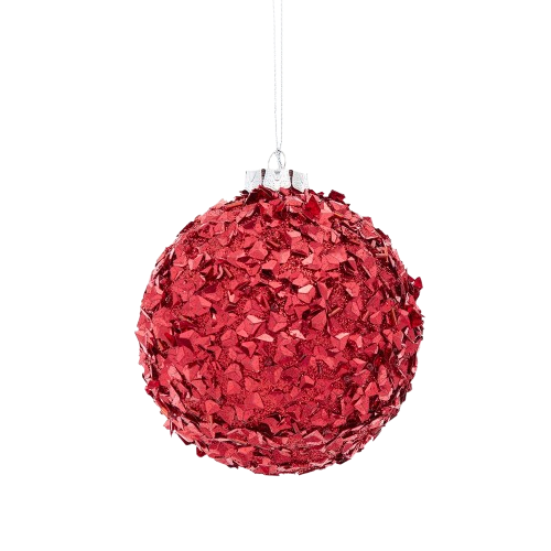[J8257R] 100MM RED GLITTERED BALL