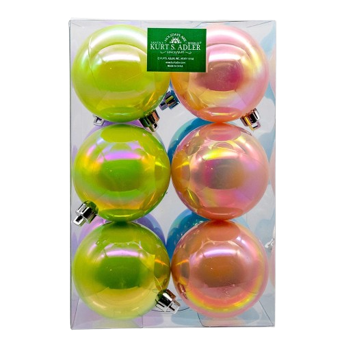 [J8264] 60MM SHATTERPROOF MULTICOLOR CANDY IRIDESCENT BALL ORNAMENT 12-PIECE BOX