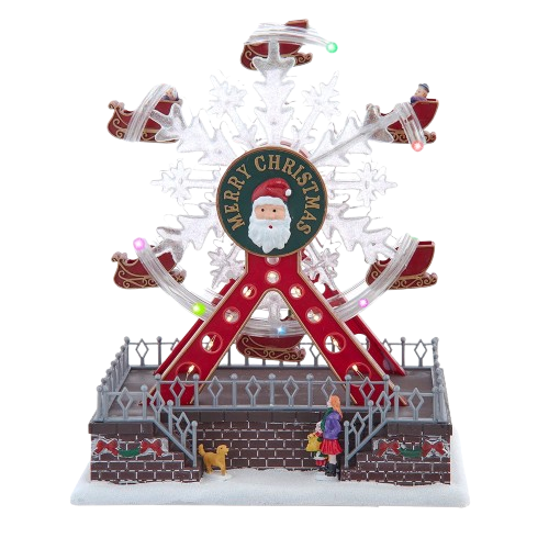 [JEL1334] BATTERY OPERATED MUSICAL ANIMATED SANTA FERRIS WHEEL 