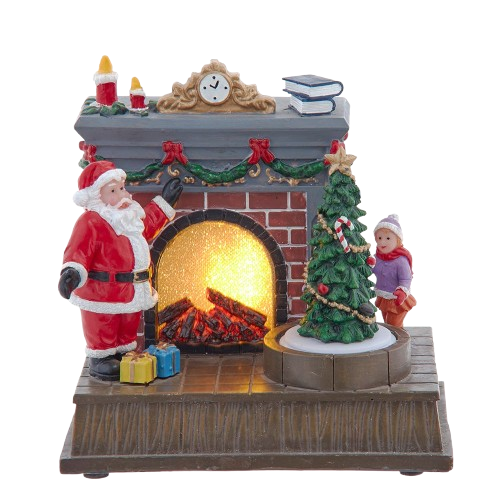 [JEL1335] ANIMATED FIREPLACE SCENE WITH SANTA & TREE