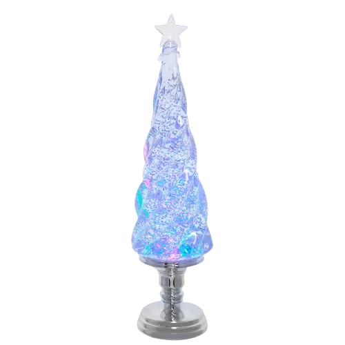 [JEL1428] 17.72" BATTERY OPERATED RGB LED LIGHTED SWIRLING GLITTER TREE 