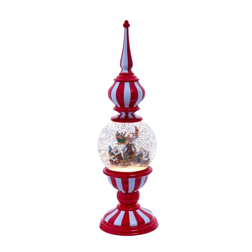 [JEL2016] 16" BATTERY OPERATED USB LIGHTED TOWER WITH SANTA SCENE VILLAGE 