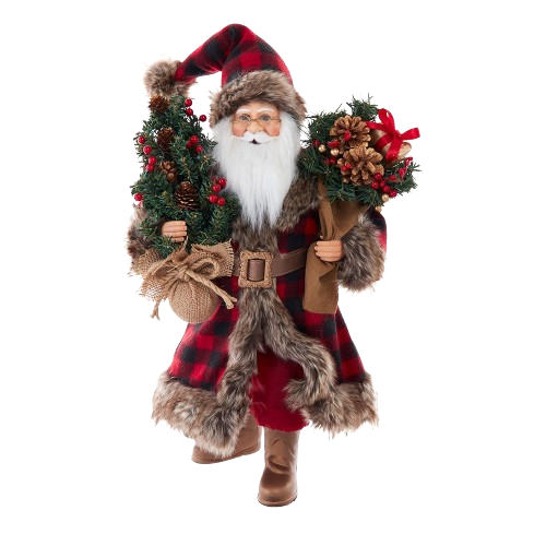 [KK0144] 17" KSA KRINGLES SANTA WITH PLAID COAT