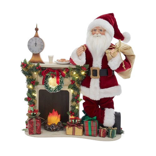 [KK0146] 17" KSA KRINGLES SANTA WITH LED FIREPLACE MANTLE 