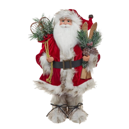 [KK0159] 18" KSA KRINGLES RUSTIC SANTA WITH SKIS