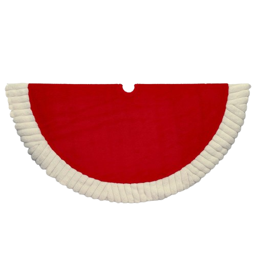 [TS0318] 48" RED & WHITE FAUX FUR TREE SKIRT 