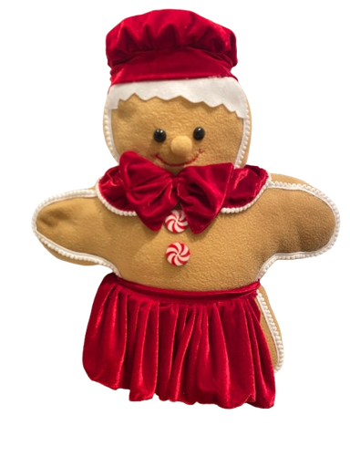[002102] 21” GINGERBREAD GIRL CAMEL VESTIDA DE                   TERCIOPELO ROJO. 