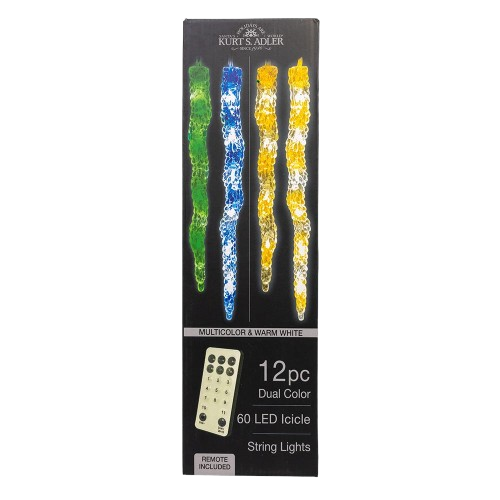 [AD2848] 7' 60L Dual Color (Multicolor & Warm White) LED Icicle String Light + Remote