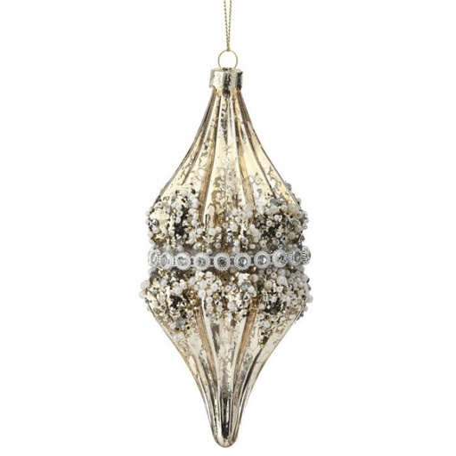 [MTX66729] 5" GLASS BEADED JEWEL BAND FINIAL ORNAMENT