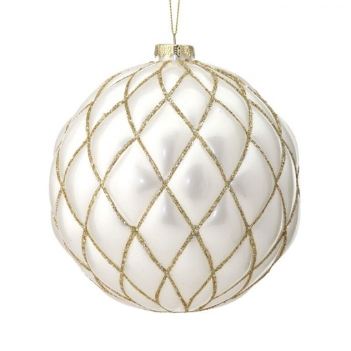[MTX67398] 150MM MATT GLITTER NET VP BALL ORNAMENT