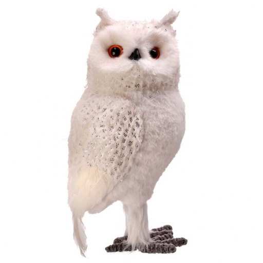 [MTX70315] 14" FAUX FUR FEATHER SNOW OWL