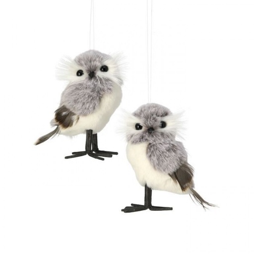 [MTX71255] 5" FUR W/FEATHER WINTER OWL ORNAMENT 2/AST