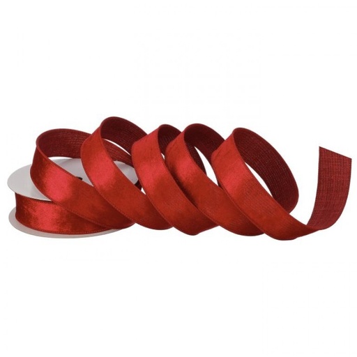 [MTX71858] 1.5"X10Y WIRED VELVET  W/ DUPION BACK RIBBON - BURGUNDY