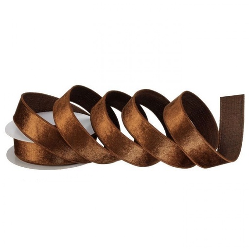 [MTX71864] 1.5"X10Y WIRED PREMIUM VELVET RIBBON - CHOCOLATE