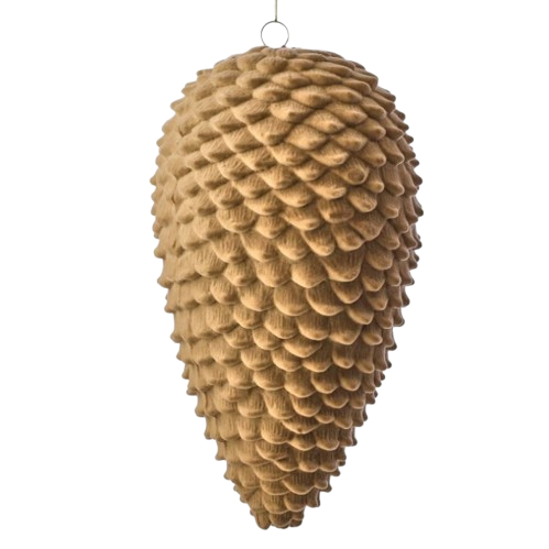 [MTX76067] 12" VP FLOCKED PINE CONE ORNAMENT - TAN