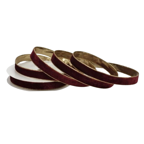 [MTX76082] 1"X20Y WIRED VELVET RIBBON W/METALLIC EDGE - BURGUNDY