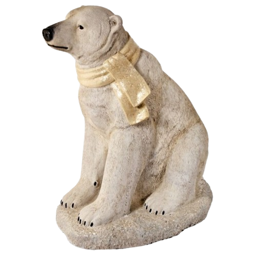 [MTX66550] 29" MGO OUTDOOR SITTING POLAR BEAR W/SCARF - NATURAL CREAM 