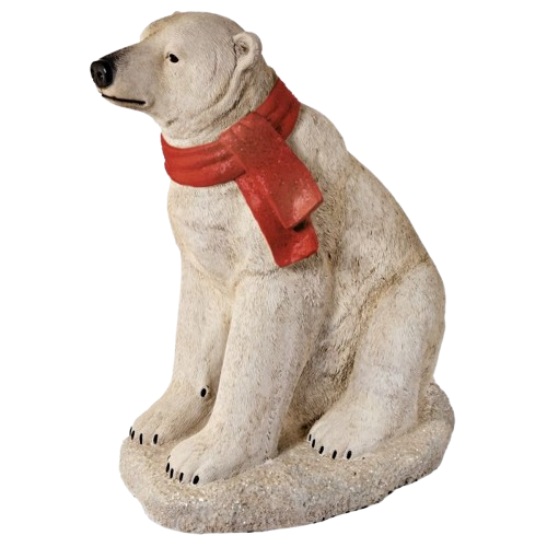 [MTX66550] 29" MGO OUTDOOR SITTING POLAR BEAR W/SCARF - RED