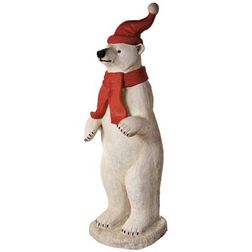 [MTX66552] 45"MGO OUTDOOR STANDING POLAR BEAR W/SCARF - RED