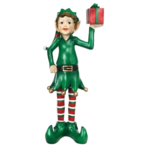 [MTX43513] 54" RESIN OUTDOOR ELF WITH GIFT BOX