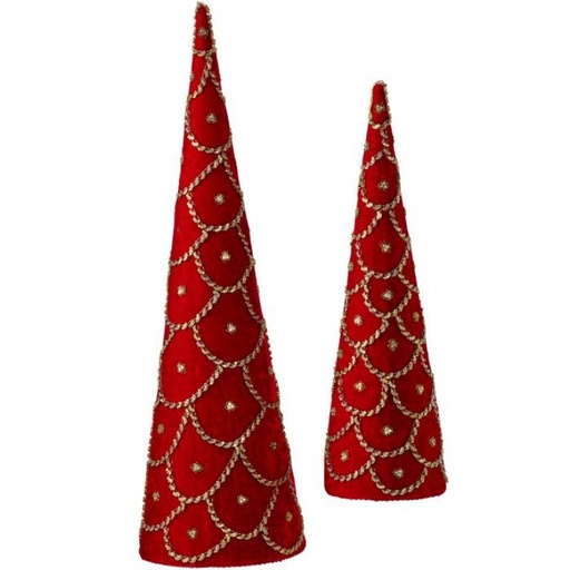 [MTX75359] 18-24" JEWELED SCALLOPED VLVT CONE TREE - GRANDE