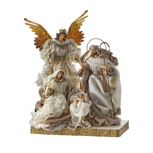 [MTX74801] 13" FABRIC/RESIN/MTL HFAMILY W/ANGEL ON BASE