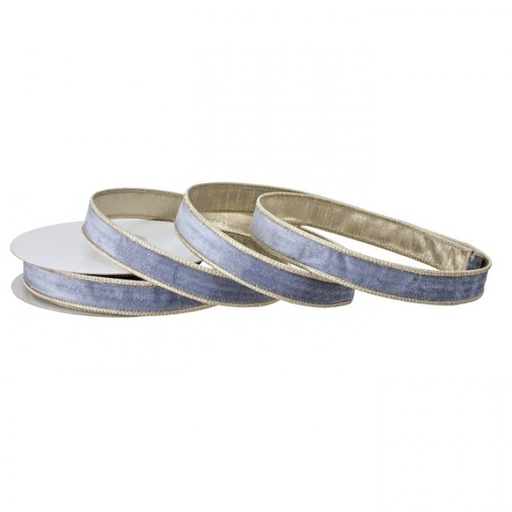 [MTX74879] 1"X10Y VELVET PASTEL RIBBON W/EDGE - ANTIQUE BLUE