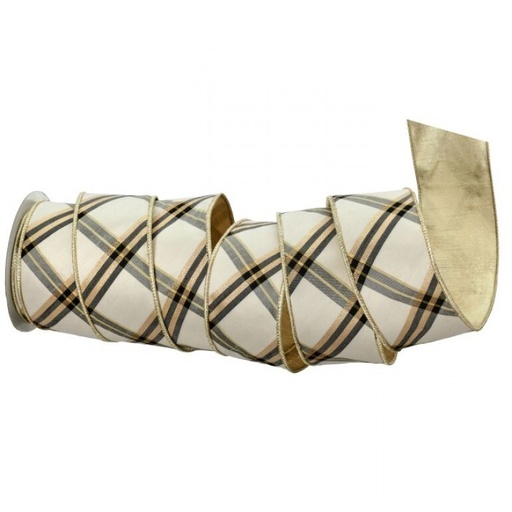 [MTX74898] 2.5"X10Y PLAID DUPION STRIPE RIBBON