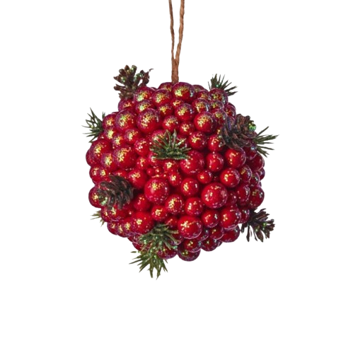 [MTX76438] 4" LAZER GLTR BERRY KISSING BALL ORNAMENT