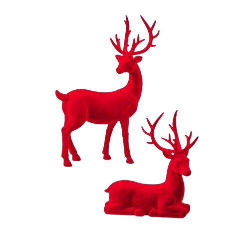 [MTX77117] 8-10.5" RESIN FLOCKED DEER SET/2 - RED