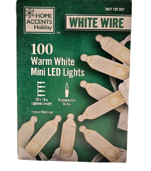 [22RT100SM-WWW] 100 WARM WHITE MINI LED LIGNTS  (WHITE WIRE)