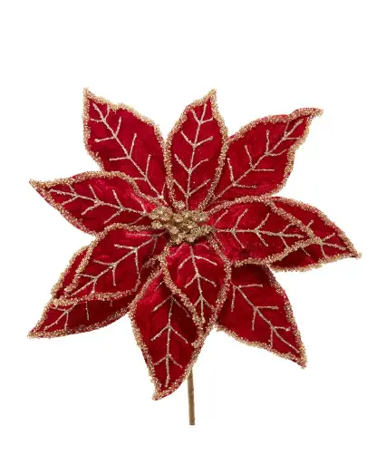 [C9450] Dark Red Poinsettia Pick