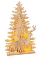 [2543290] 17"H B/O LIGHTED LASER CUT TREE TABLETOP DECOR