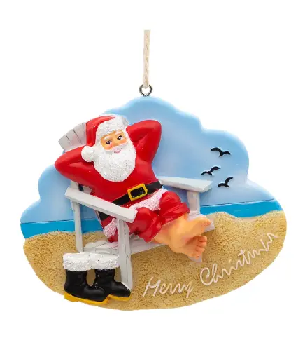 [D4196] RESIN SANTA IN CHAIR ORNAMENT