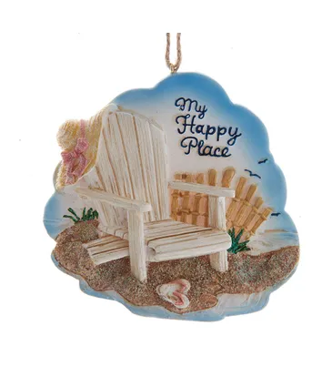 [E0748] RESIN BEACH SCENE W/CHAIR ORNAMENT