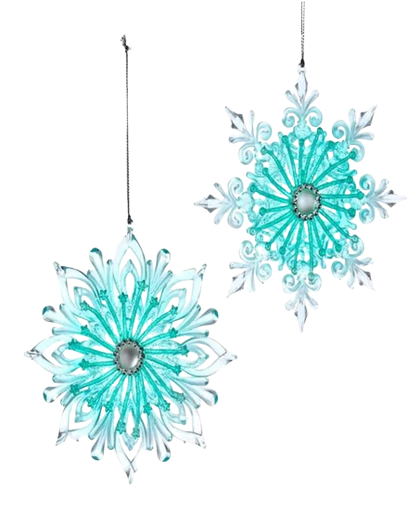 [T3157] PLASTIC TURQUOISE SNOWFLAKE ORNAMENT