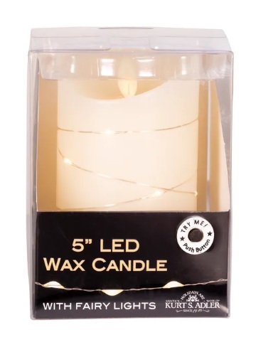 [JEL0977] 5"  BATTERY LED WHITE CANDLE  WITH FAIRY