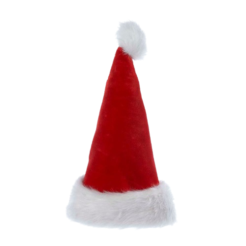 [H2003] PLUSH SANTA HAT W/FUR CUFF & POM