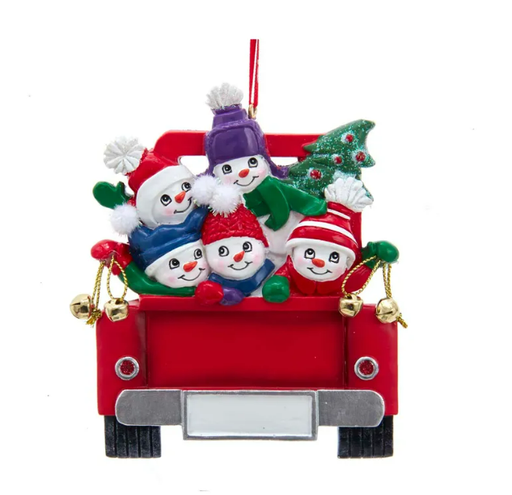 [A1999] SNOWMAN FAMILY OF 5 ON TRUCK ORNAMENT FOR P