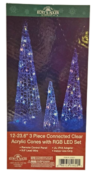 [UL5023] CLEAR ACRYLIC CONES WITH LED LIGHTS SET 3 PIECE