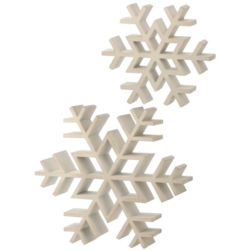 [MTX74640] 11.5-16" WOOD TABLE SNOWFLAKE SET/2