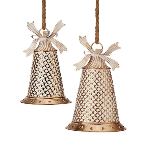 [MTX74638] 10.5" METAL ANTIQUE BELL W/JUTE INDIVIDUAL