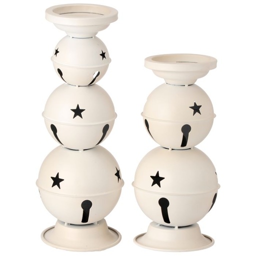 [MTX74627] 10" MTL JINGLE BELLS CANDLE HOLDER INDIVIDUAL