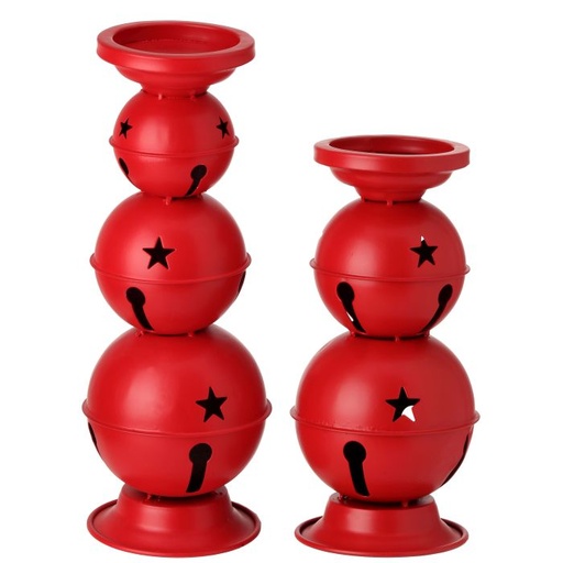 [MTX74627] 10" MTL JINGLE BELLS CANDLE HOLDER INDIVIDUAL