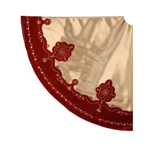 [MTX74611] 64"D VLVT CNTR MEDALLION EMB TREE SKIRT