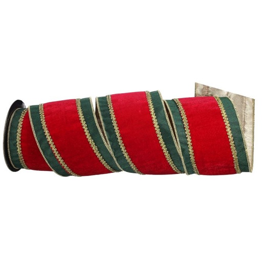 [MTX74601] 4"X5Y CENTER VELVET W/BROCADE DUPION RIBBON