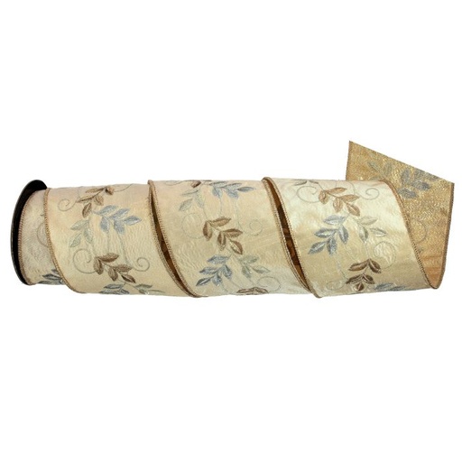 [MTX74581] 4"X5Y DUPION BOTANICAL LEAF GARLAND RIBBON