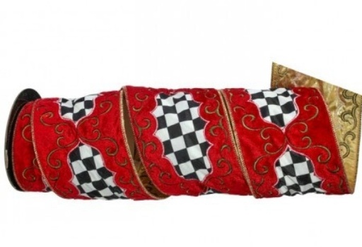 [MTX74569] 4"X5Y VELVET SCROLL W/CHECK RIBBON